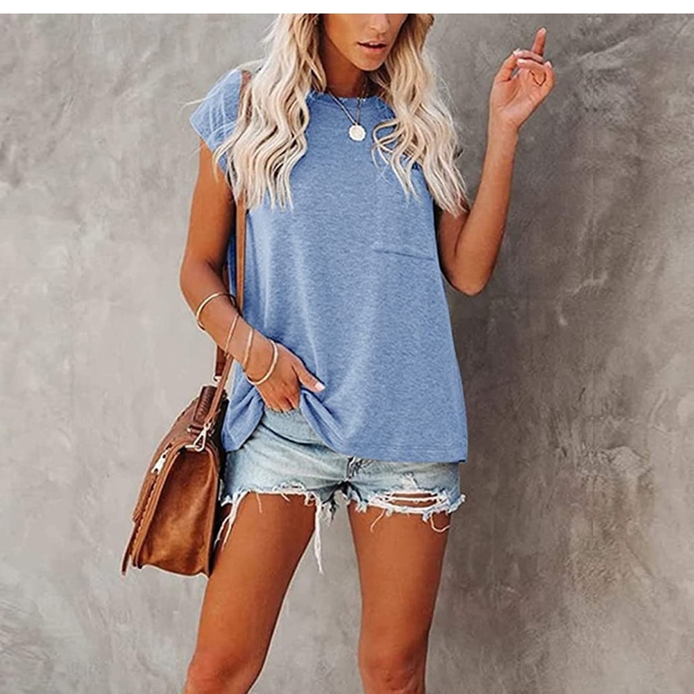 Lollovita Women's Casual Cap Sleeve T Shirts Basic Summer Tops Loose XXL